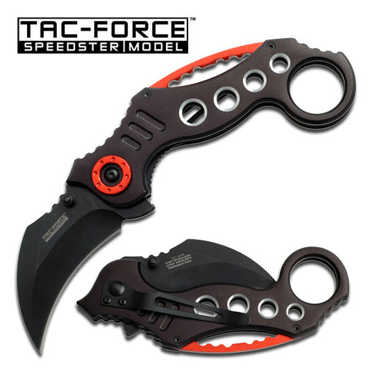 Tac-Force Speedster Karambit Knife - Black & Red