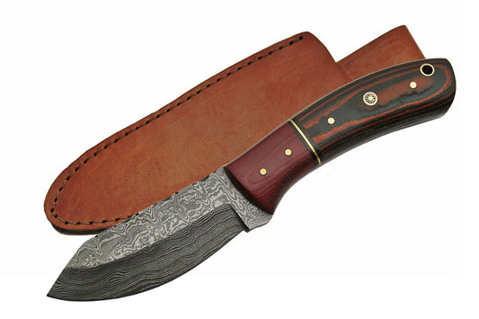 Damascus Steel Blade Hunting Knife - Micarta