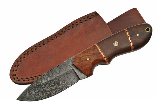 Damascus Steel Blade Skinning Knife - Micarta