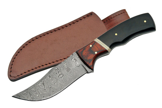 Damascus Steel Blade Hunting Knife - Two Tone
